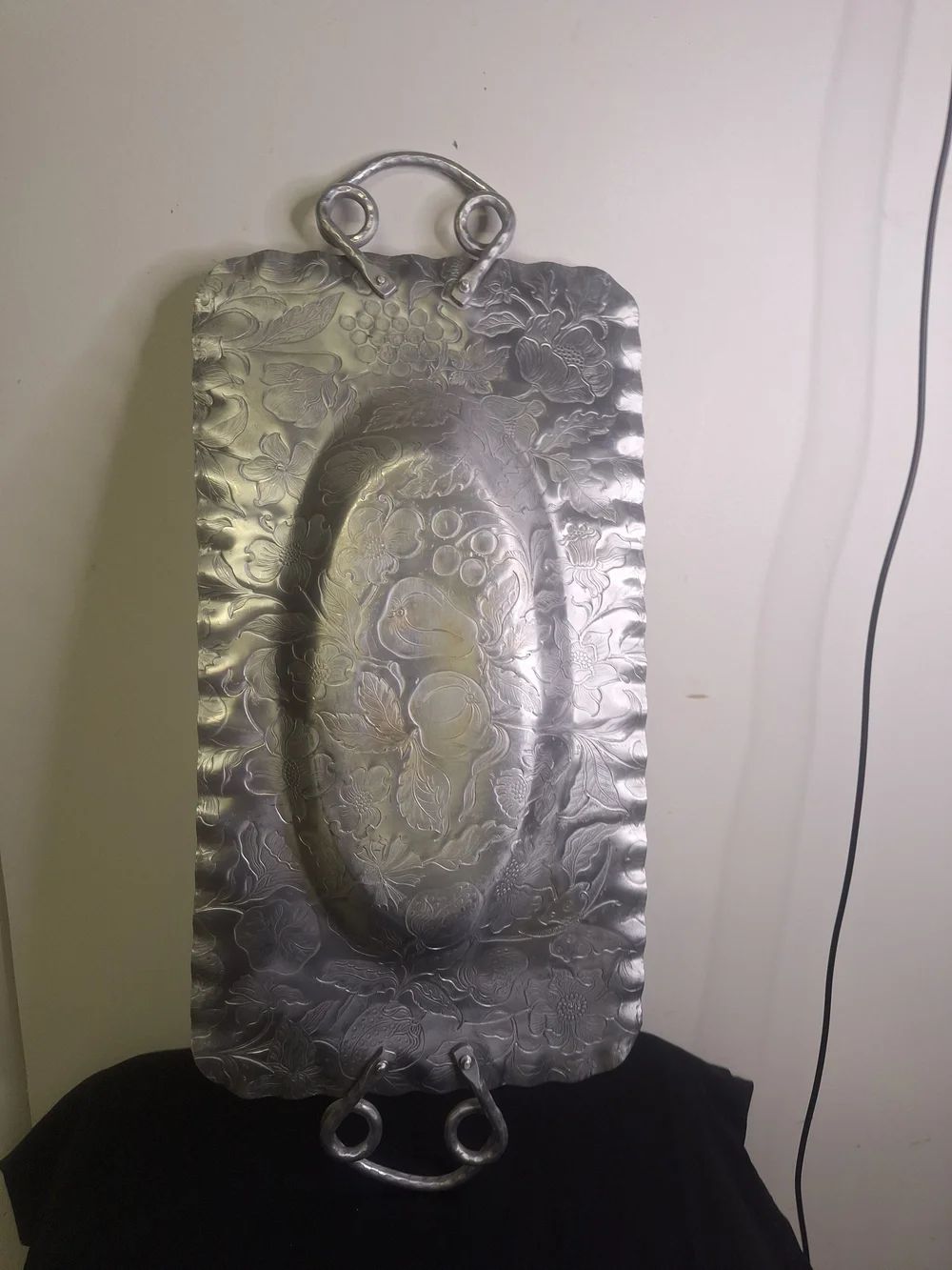 Hand Finished Aluminum Tray - W/ Floral & Fruit 15